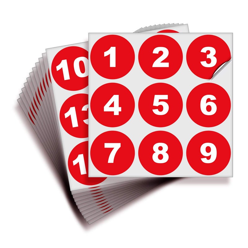 iSYFIX Red Consecutive Number Stickers â€“ 1 to 100, 2-inch, 1 Set â€“ Vinyl Self Adhesive Premium Decal, Ideal for Inventory, Storage, Organizing, Boxes, Bins, Toolbox, Lockers & More, Indoor/Outdoor - Image 1